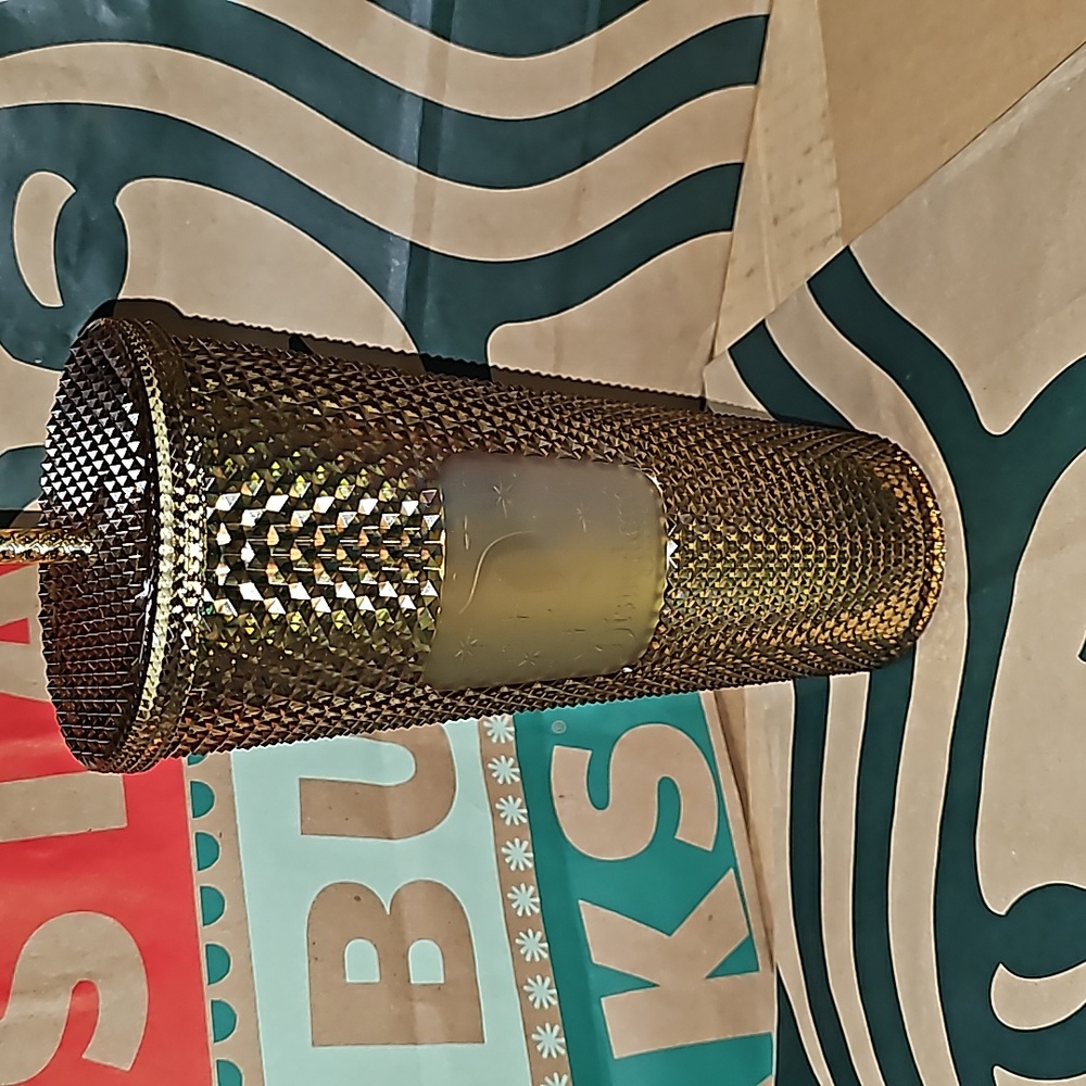 NWT Starbucks Disneyland Gold Studded 24 oz tumbler.